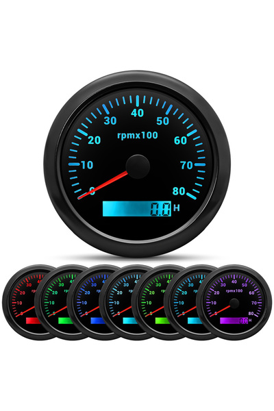 Choice10 BN 8000 rpm meter HD 85mm Tachometer With LCD Hourmeter 7 Color Back...