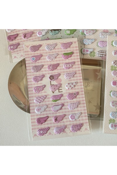 Choice3 ملصق فقاعي ثلاثي الأبعاد وردي اللون، ملصق إسفنجي على شكل جناح، ملصق ع...