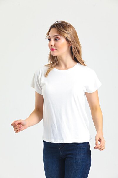 QUHOX Γυναικείο T-shirt από βαμβακερό Modal Crew Neck Λευκό