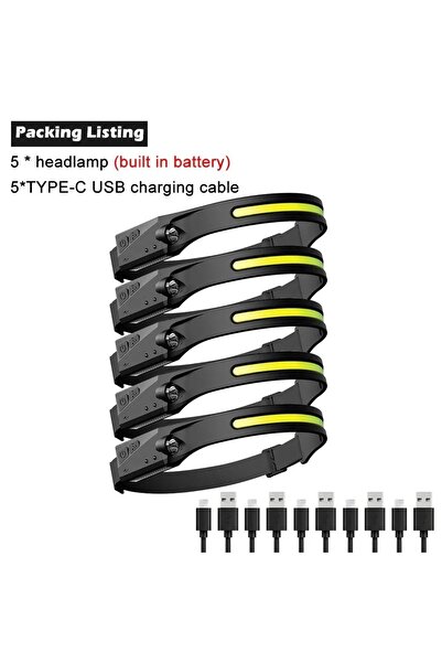 choice2 5 قطع من مصابيح الرأس ذات الشعاع الساطع 230 درجة ومستشعر LED ومصباح ا...