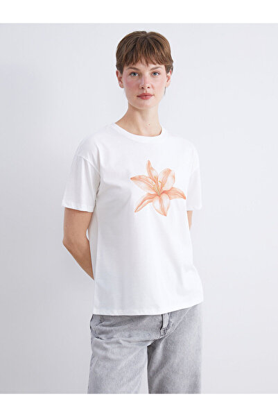 LC Waikiki Γυναικείο μπλουζάκι Özmarka New Season με στάμπα και λαιμόκοψη ποδ...