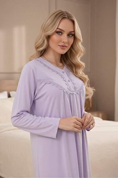 Lohussa New Season Lilac 100% Cotton Buttoned Long Sleeve Special Design Plus...