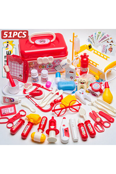 Choice5 51pcs red Dtor Set For Kids Pretend Play Girls Role-playing Games Hos...
