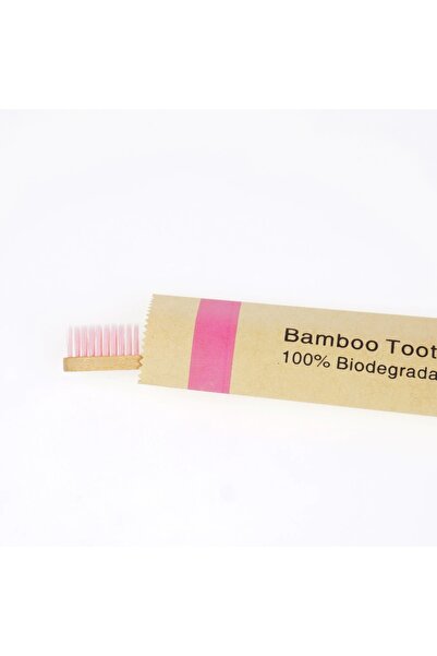 Choice9 ١٠ قطع من فرش أسنان الأطفال المصنوعة من بامبو الوردي، بشعيرات ناعمة، ...