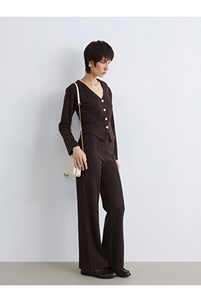 LC Waikiki Peak New Season Elastic Waist Wide Leg Women's Knitwear Trousers