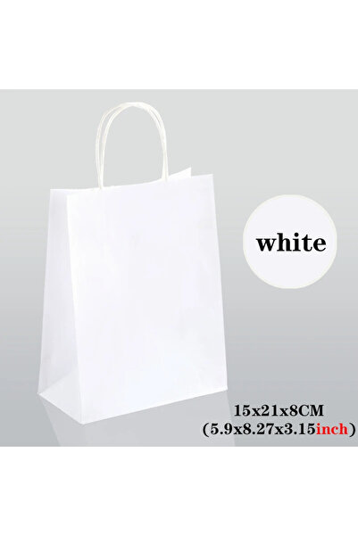 Choice20 حقيبة هدايا بيضاء مقاس 15×21 سم × 30 قطعة، 10/30/50 قطعة، مع مقبض، م...