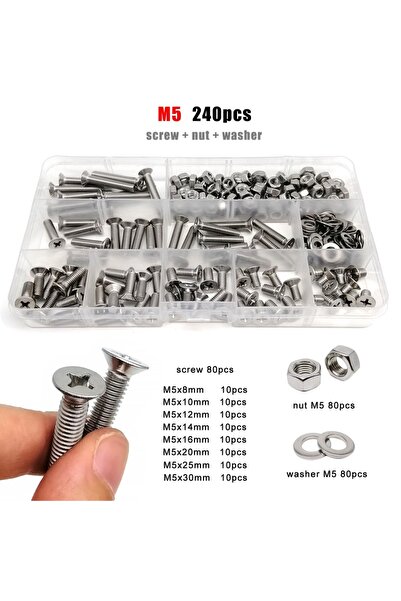 choice2 M5 240 قطعة M1.6 M2 M2.5 M3 M4 M5 M6 M8 GB819 304 A2 فولاذ مقاوم للصد...