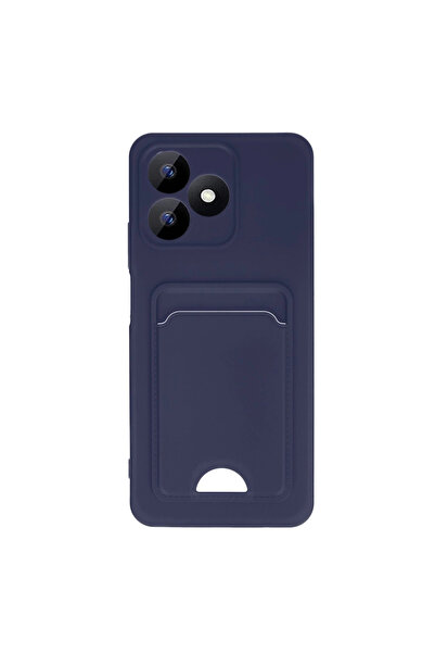 xirshop حافظة ريلمي نوت 50 4 جي من السيليكون مع حامل بطاقات كيلفن - أزرق داكن