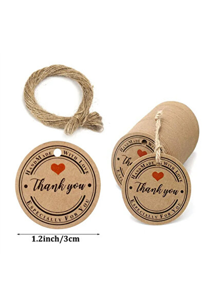 Choice3 100tag20m D 100pcs Kraft Paper Handmade Thank You Gifts Tags for DIY ...