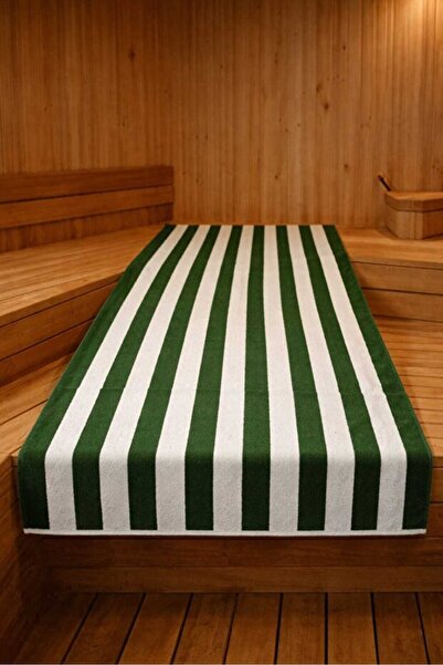 Nerds co طقم مناشف شاطئ فاخرة مخطط باللون الأخضر الداكن، قطعتان | 90×180 سم، ...