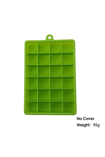 Choice4 F NO Cover Green With Lid /No Lid 24-hole Silicone Ice Tray Square Bo...