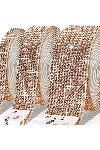 Choice17 1Pcs 1Yard 4-row-champagne gold 1Yard Self Adhesive Crystal Rhinesto...