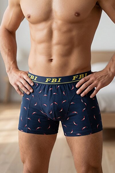 FBI Boxeri pentru bărbați din bumbac și lycra, cu model Biber, croială slimfit