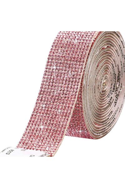 Choice9 1Pcs 1Yard 4-row-pale pink 1Yard Self Adhesive Crystal Rhinestone Sti...