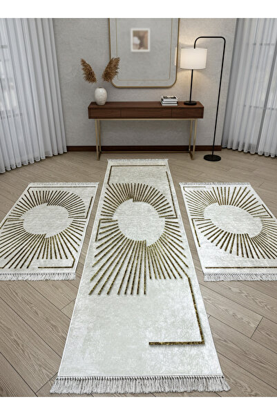 ALLGELSİN Yatak Odası Halısı Seti 3 'lü Yatak Odası Halı Takımı 2 Adet 80x150...