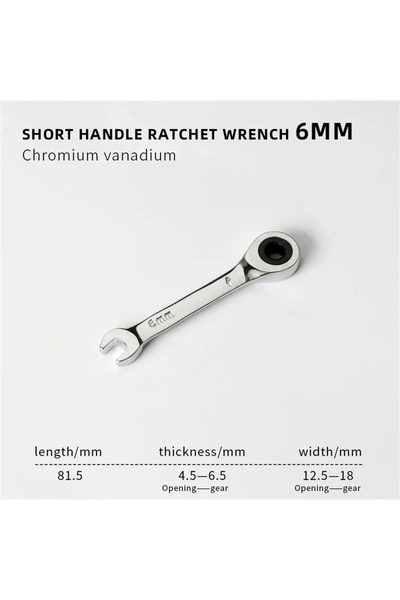 Choice8 6mm 1pcs 6-19mm Short Handle Quick Ratchet Wrench 72 Teeth Multi Func...