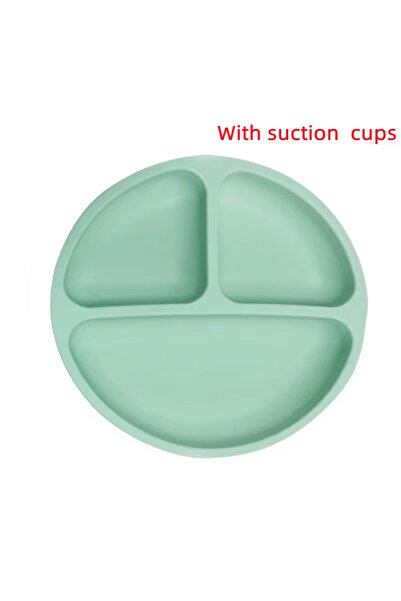Choice9 طبق طعام سيليكون للأطفال، أخضر فاتح، قطعة واحدة، مزود بخاصية المصاصة،...
