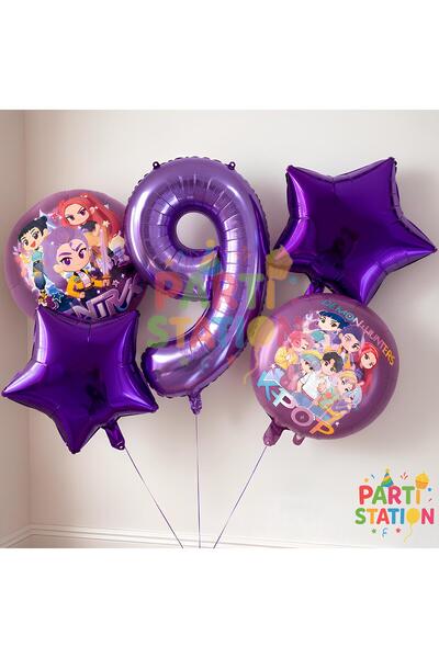 Parti Station K-Pop Themed 9Th Birthday Balloon Set 5 Pieces