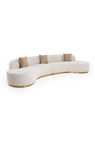 homejoyz Sofa made of boucle and Swedish wood - White - 280×85×80 cm