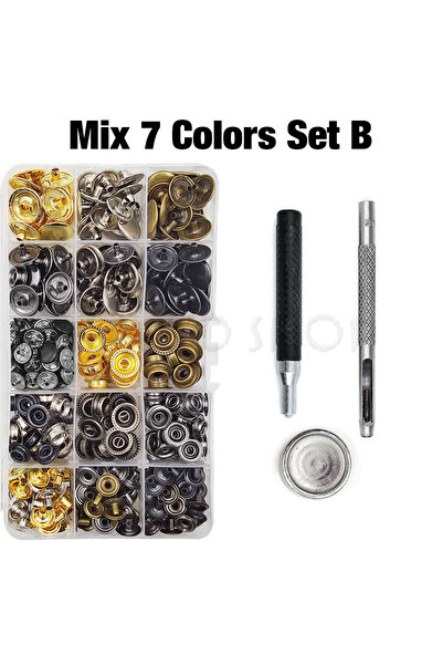 Choice62 15mm(201) Mix 7 Colors Set B 25/35sets Metal Snaps Button Fastener B...