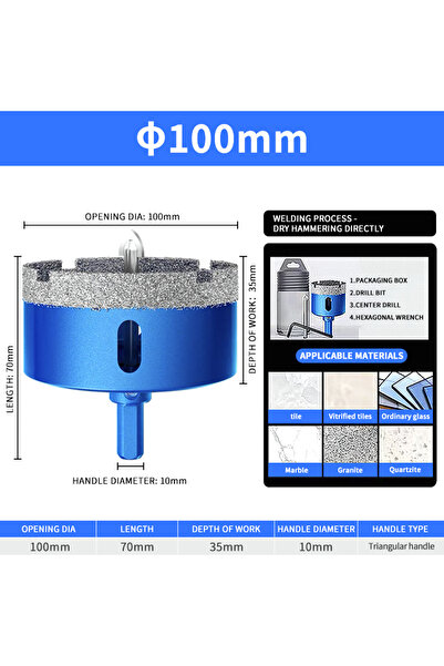 Choice14 100mm Diamond Coated Drill Bits Set 18-150MM Ceramic Tile Hole Saw w...