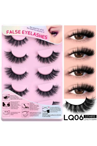 Choice3 ٥ أزواج - LQ06 رموش فيلتريناي الصناعية ثلاثية الأبعاد بتصميم مانغا، ك...