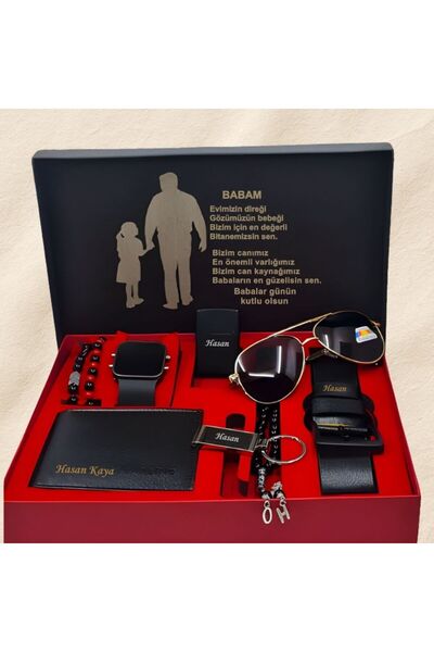 HediyesiBizden KİŞİYE ÖZEL HEDİYE SETİ ( SAAT-KEMER-CÜZDAN -TESBİH- ÇAKMAK-GÖ...