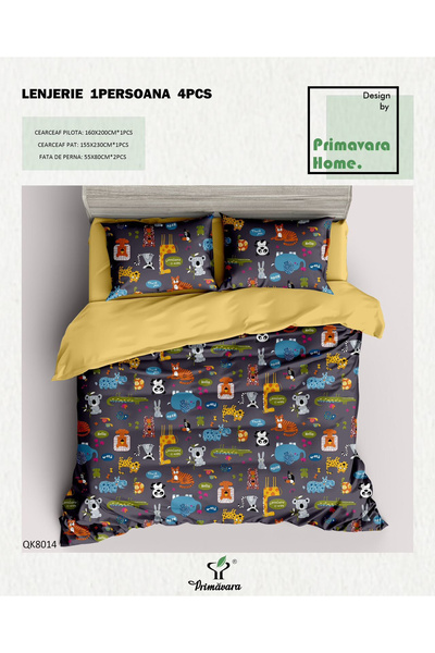 FIONNA.RO 100% Cotton Duvet Cover Set 1 Person - Mini Animals