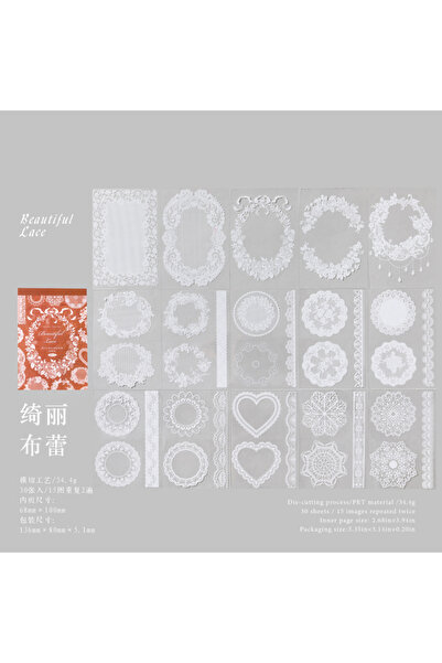 Choice1 3 ملصقات من مادة PET دانتيل ، 30 ورقة/ حقيبة ، مناسبة لأعمال السكرابو...