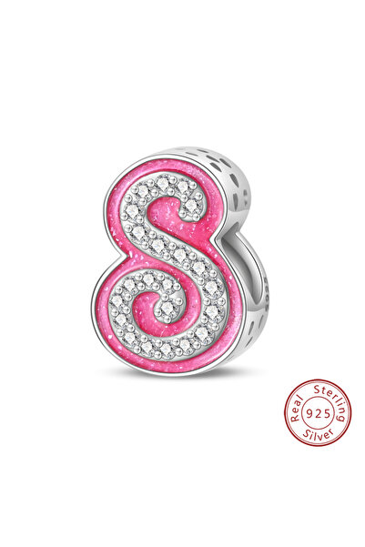 Choice24 PAC1236-S 925 Silver Color Princess Pink 26 Letters Love Charms Bead...