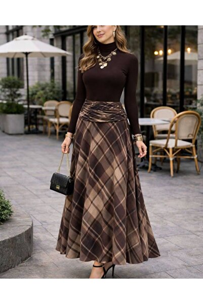 Mistix ŞİFON DESENLİ TÜL KLOŞ ETEK