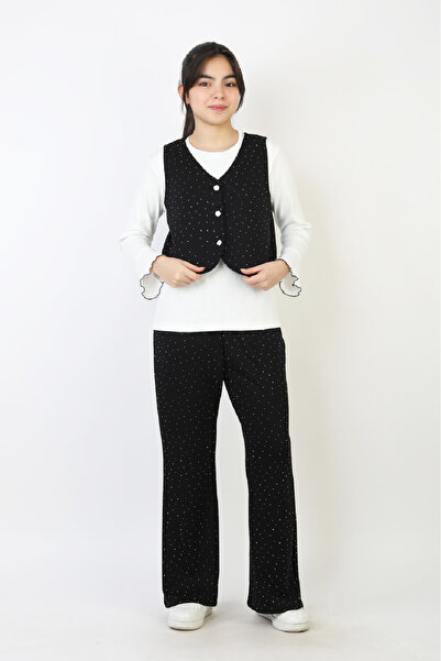 MODANINO 3-компонентен комплект за момичета – с яке, каменни украшения и широ...