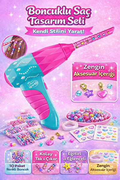 YILDIRIM OYUNCAK Boncuklu Saç Aksesuar Tasarım Seti | Boncuk Takma Makinesi Z...