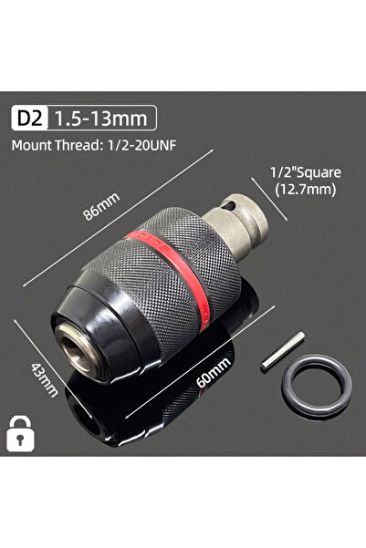 Choice1 (D2) 1.5-13MM Metal 1/2"-20UNF Drill Chuck 2-13MM/1.5-10MM Quick Chan...