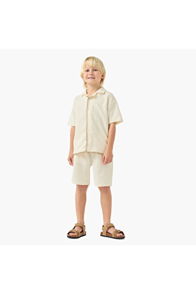 ELIGO Camp Collar Short Sleeves Shirt and Shorts Set with Embroidery