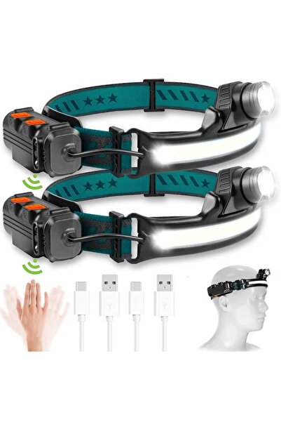 Choice5 مصباحان رأس يعملان بتقنية الحث XPG+COB LED مع بطارية مدمجة ومصباح يدو...
