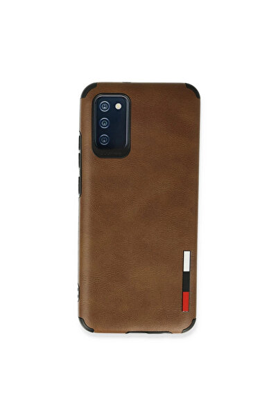 xirshop حافظة سامسونج جالاكسي A03s بحلقة جلدية سيليكون - بني