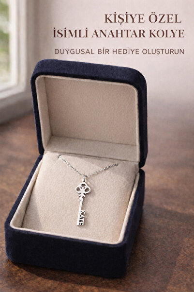 Auryne Jewelry 925 Ayar Orjinal Gümüş Kişiye Özel Anahtar İsimli Kolye 14 Aya...
