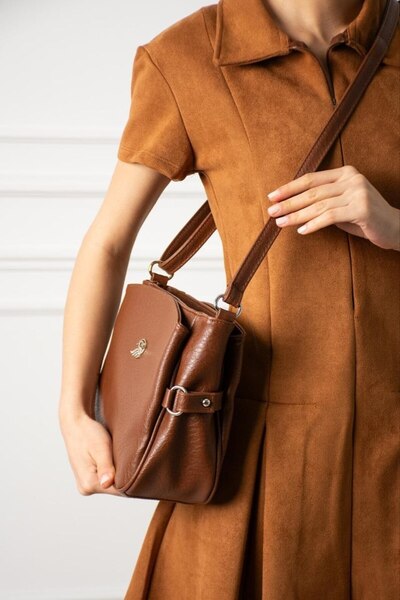 Çanta Trend Soft Faux Leather Tan Women's Crossbody Bag with Shoulder Strap