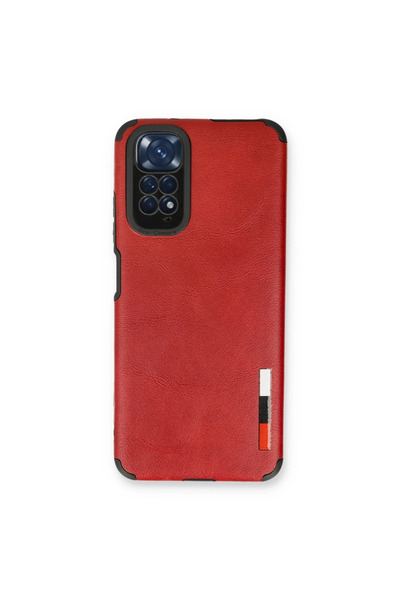 xirshop حافظة ريدمي نوت 11 من السيليكون الجلدي - أحمر