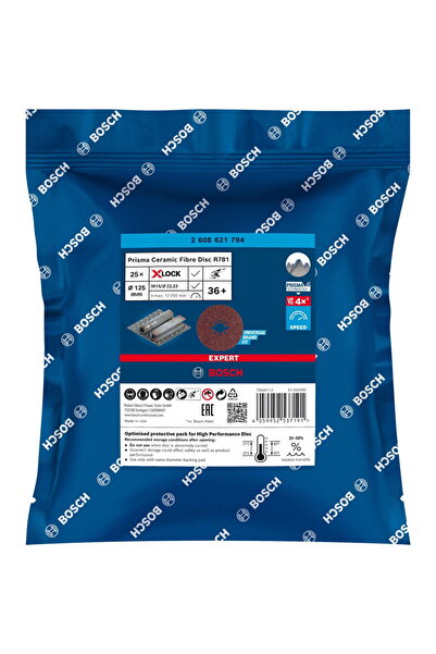 Bosch Powertools X-LOCK Expert R781 Prisma Ceramic Fiber Sanding Disc, 125mm,...