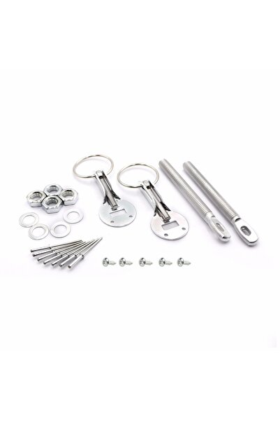 Choice1 Silver Hood Pin Kit, Universal Bonnet Hood Pins Lk Latch Kit Aluminum...