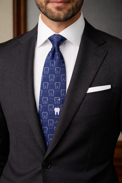 CROATE Special Pattern Navy Blue Tie for Dentists