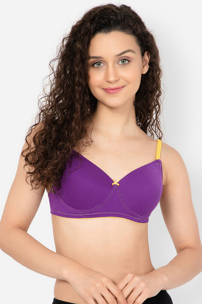 Clovia Padded Non-Wired Full Cup Multiway T-shirt Bra in Purple - Cotton Rich