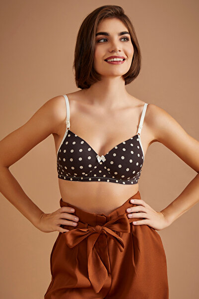 Clovia Padded Non-Wired Full Cup Polka Dot T-shirt Bra in Black