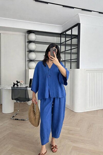 ÇEÇİM Γυναικείο σετ με μπουφάν κιμονό oversized NSA-58081