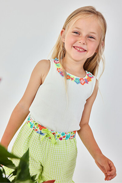 Boboli Flower Embroidered Tshirt 2-6 Years White