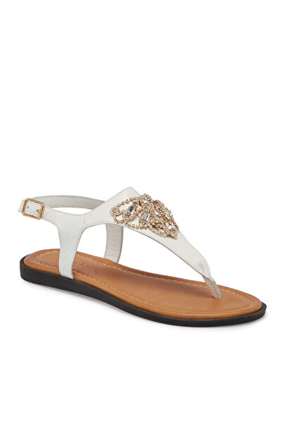 Tergan Beyaz Hakiki Deri Kadın Sandalet - K25Y1SN68218-U8T