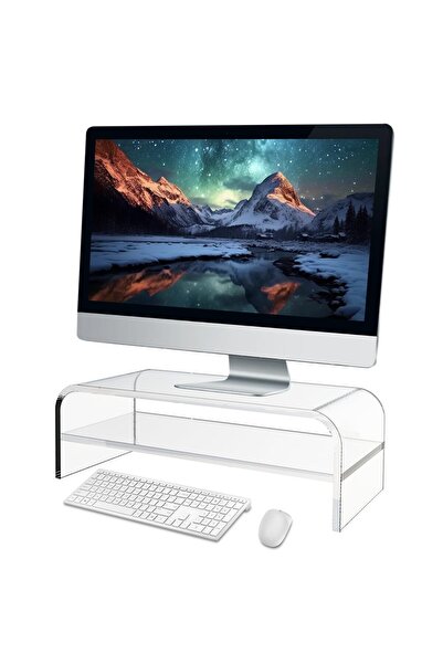GuoFa Suport monitor acrilic 2 niveluri, stand ergonomic pentru laptop, ecran...