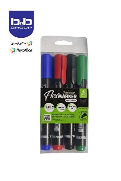 FLEXOFFICE Permanent Marker Assorted, 4 pcs/PP box, 1.5 mm Point Size